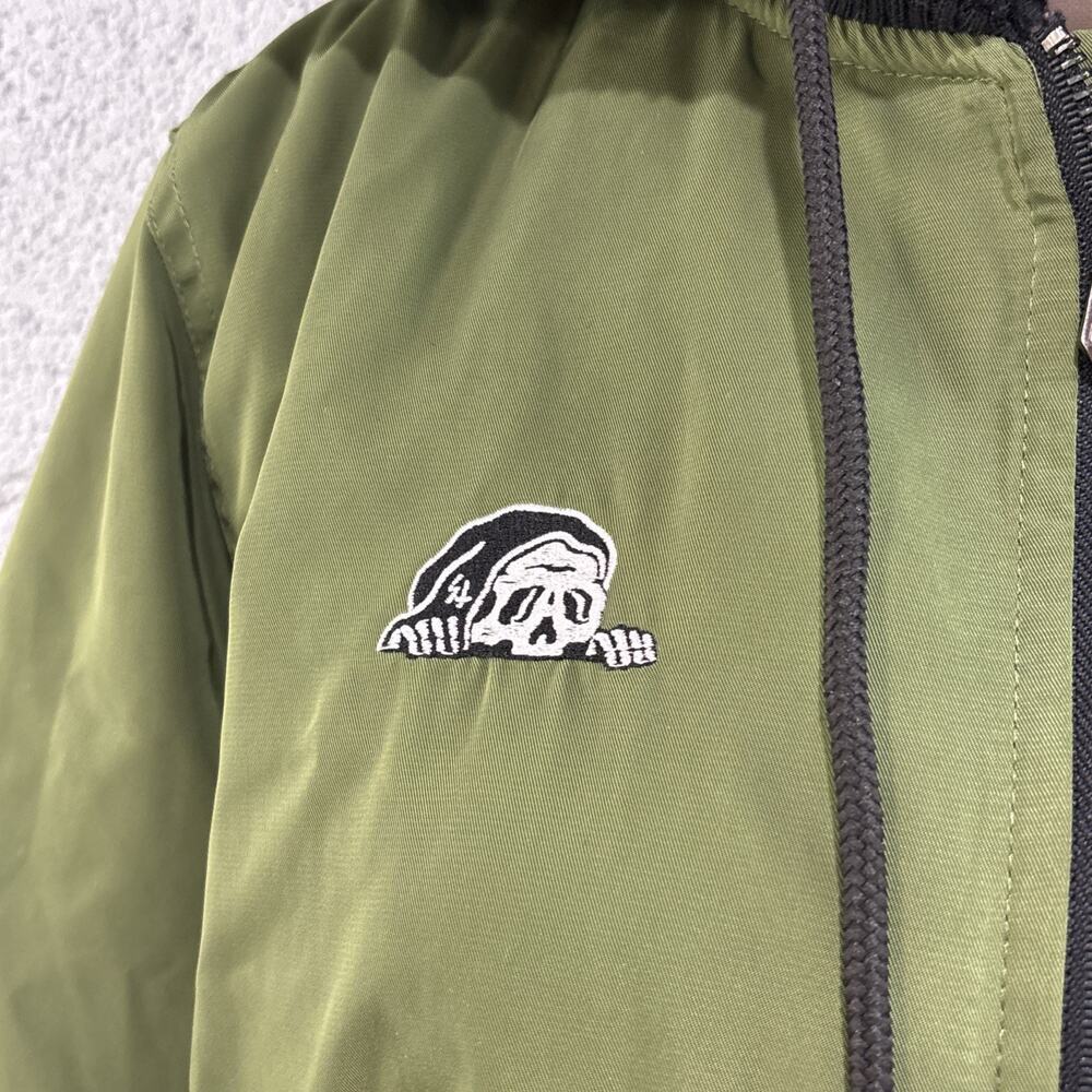 Lurking Class by Sketchy Tank Bomber Jacket Green Skull Patches Men's Large - Picture 5 of 14